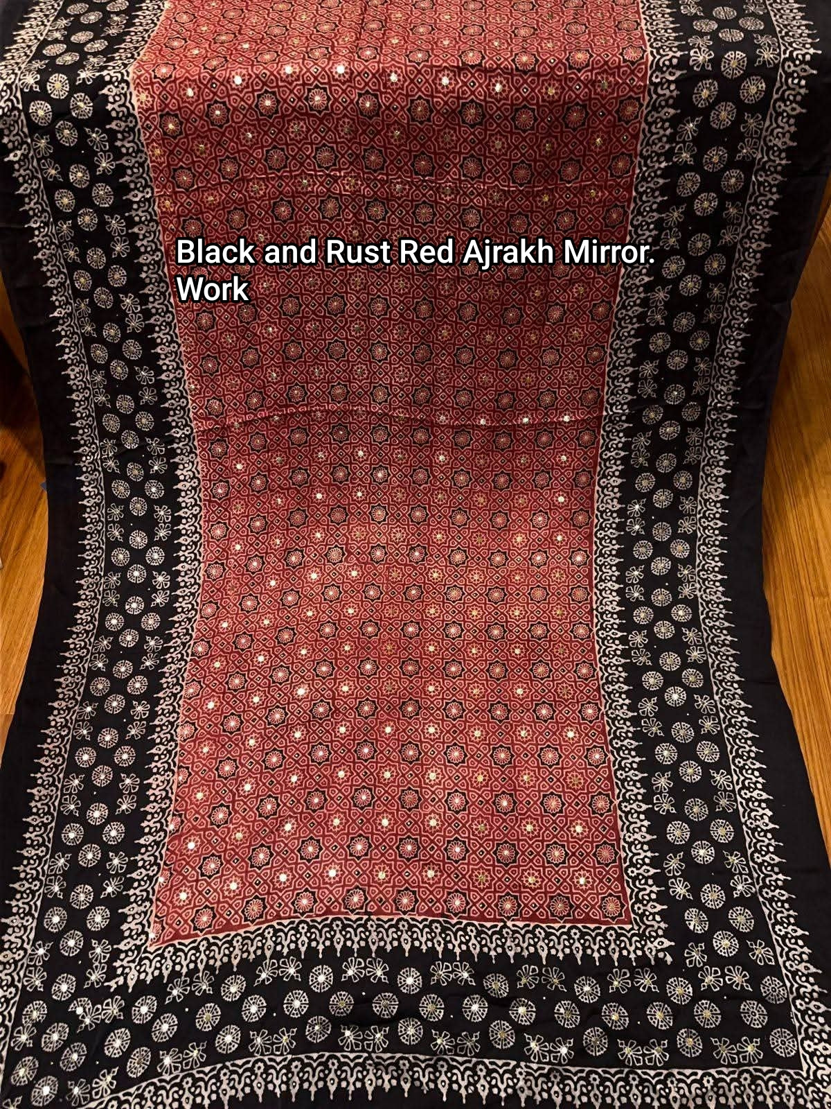 Hand Block Printed Ajrakh & Bandhani Dupattas with Mirror Work