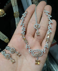 Elegance Zircon & Stone Necklace Set with Earrings & Maang Tikka