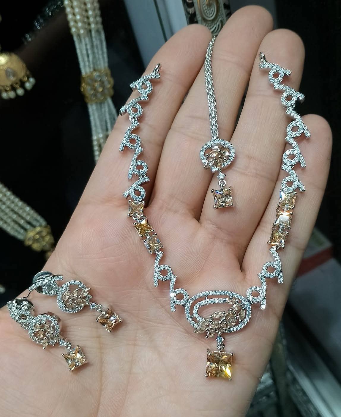Elegance Zircon & Stone Necklace Set with Earrings & Maang Tikka