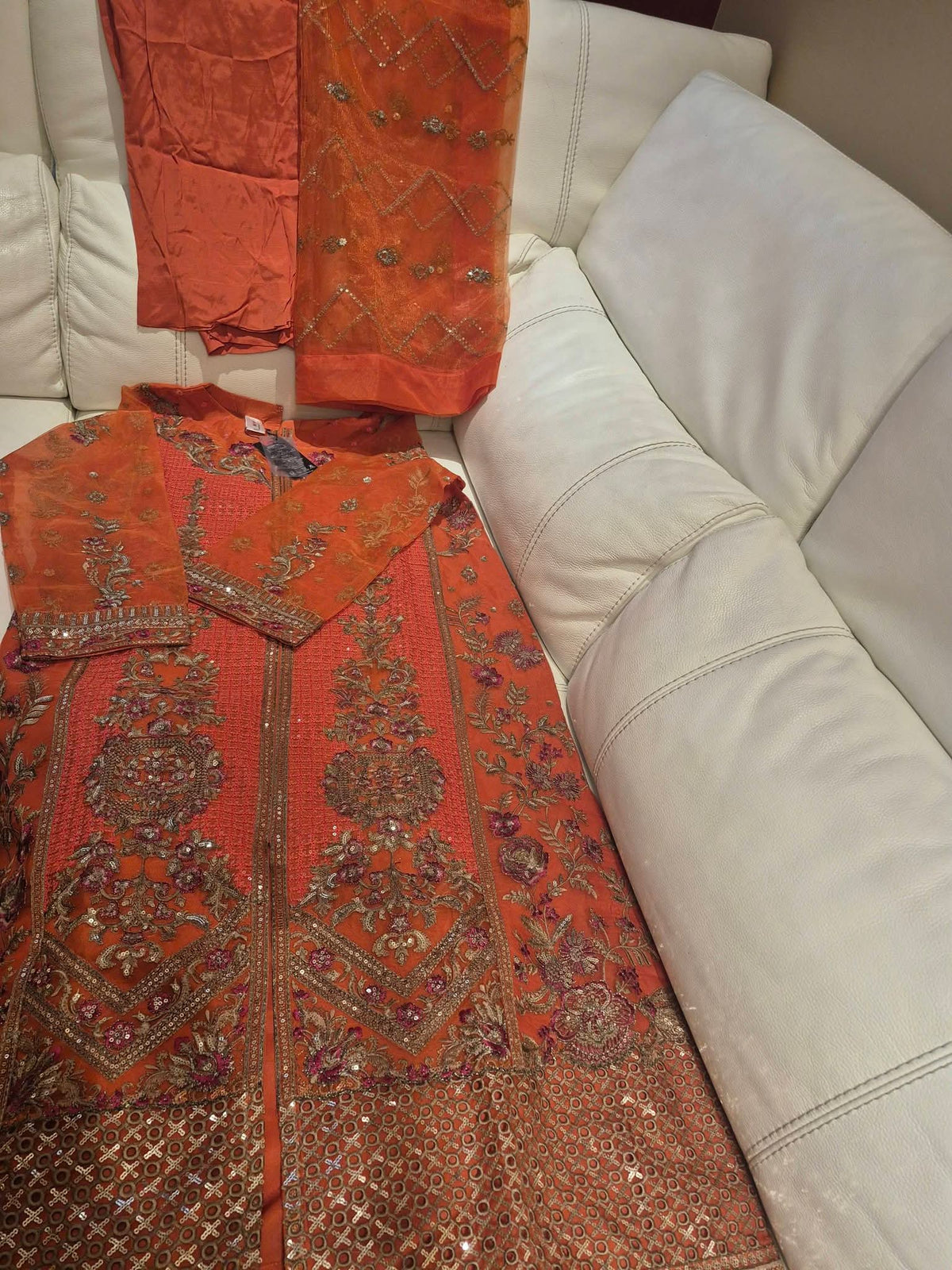Rust Burnt Orange Heavy Embroidered 3-Piece Suit