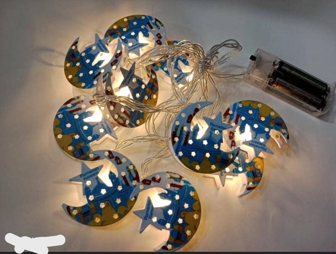 Ramadan & Eid Decorative Lighting Set (LED Lights, Acrylic Signs & Hanging Banners)