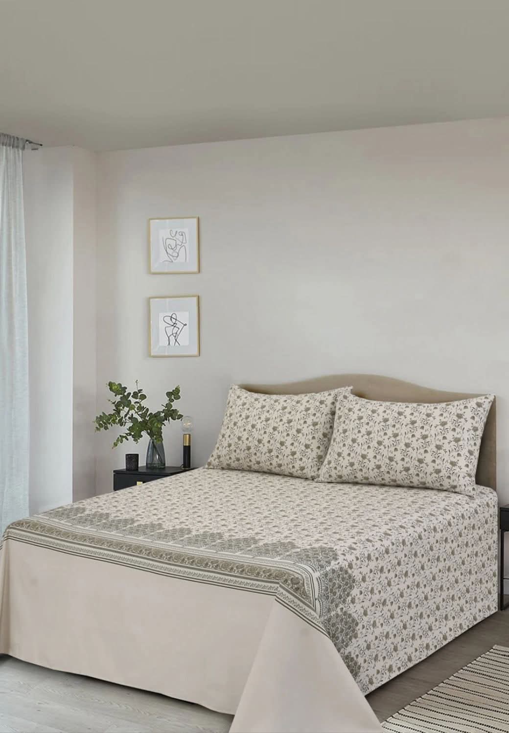 Premium Printed Cotton Double Bedsheets Set with Pillow Covers