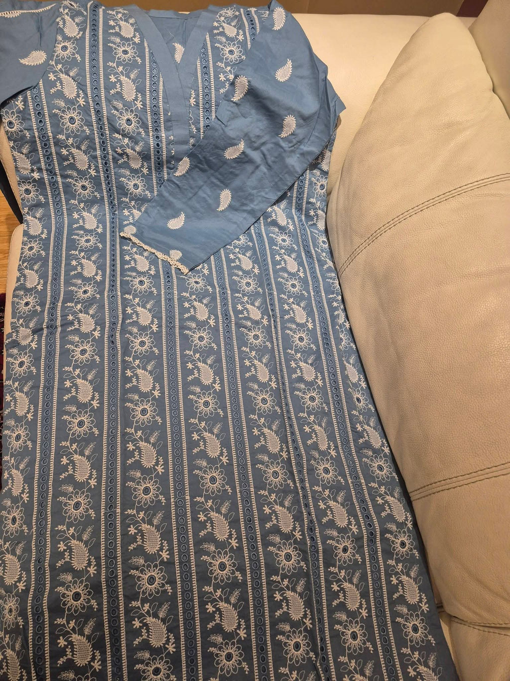 Powder Blue Embroidered Lawn 3-Piece Suit