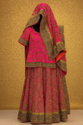 Magenta Pink & Gold Embroidered Bridal Lehenga Set