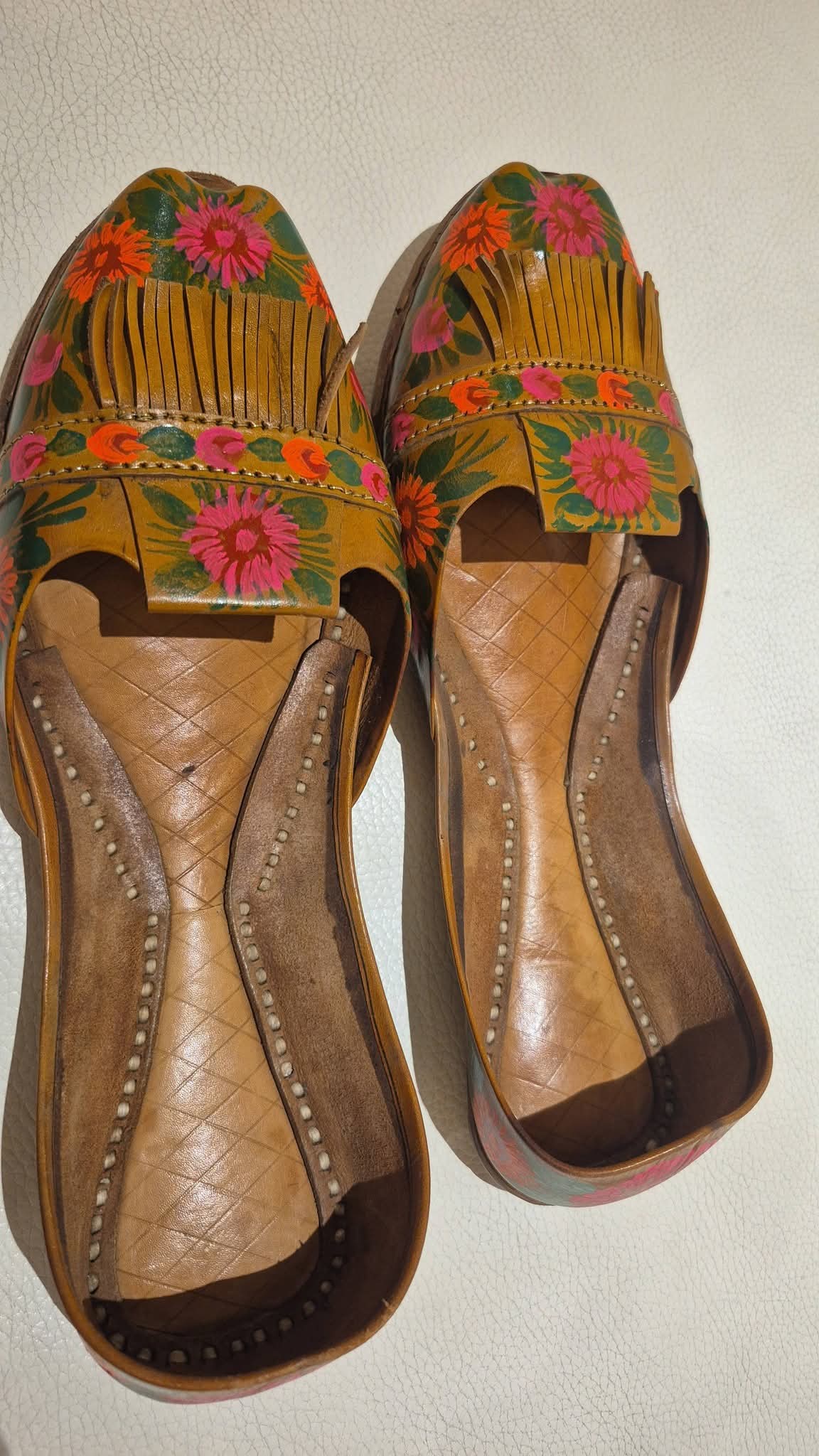 Hand-Painted Floral Leather Khussa