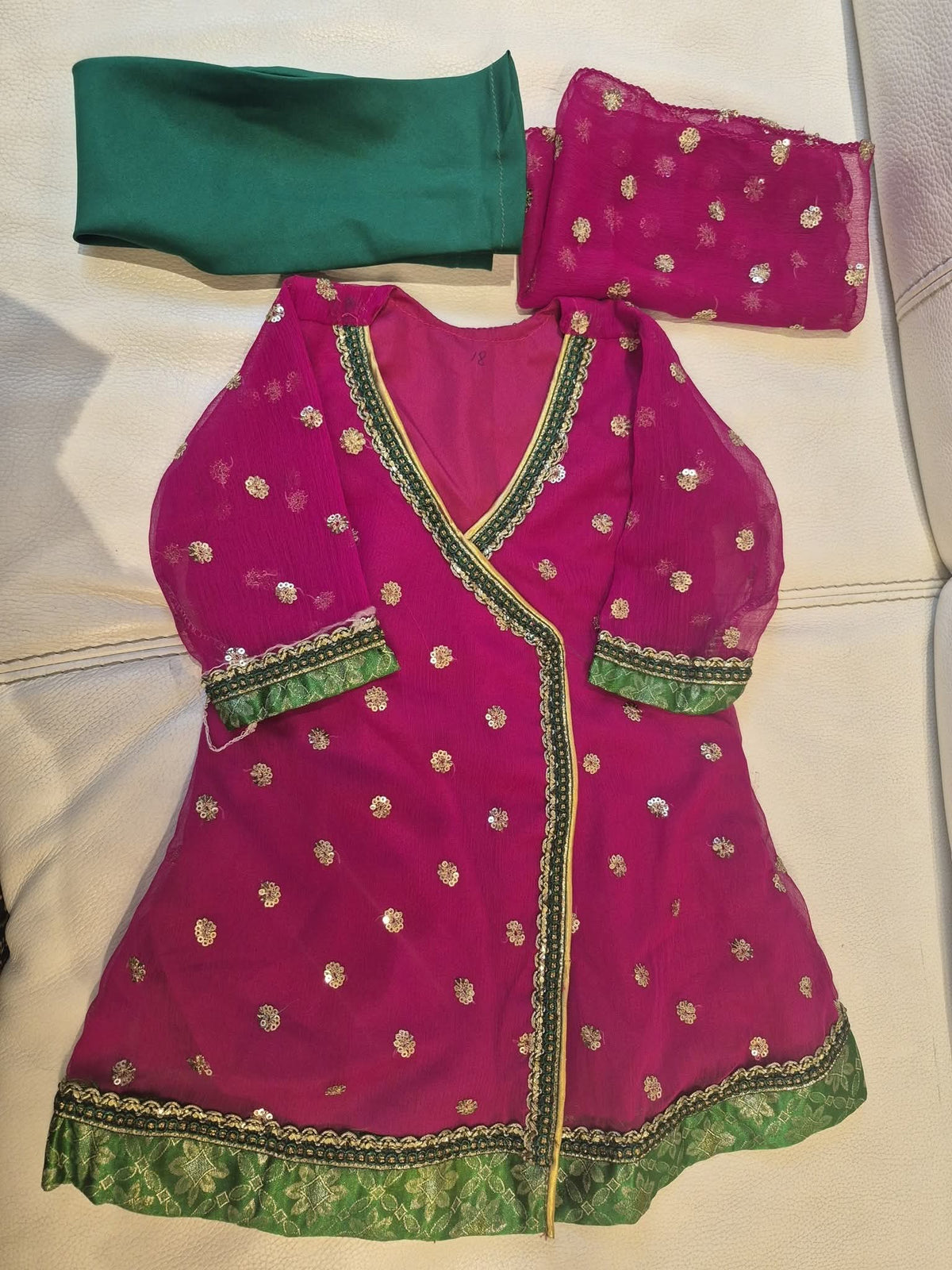 Magenta & Green Angrakha Suit