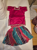 Fuchsia & Teal Brocade Ghagra Set