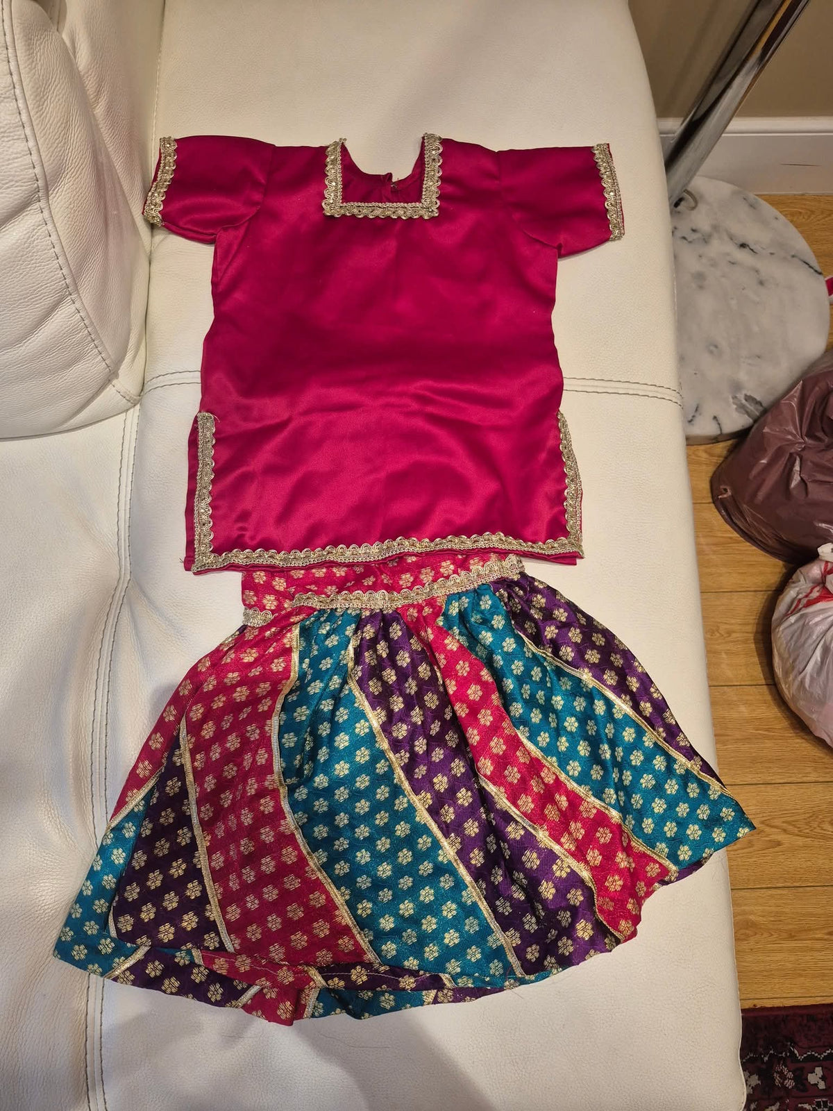 Fuchsia & Teal Brocade Ghagra Set