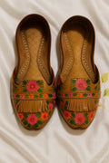 Hand-Painted Floral Leather Khussa