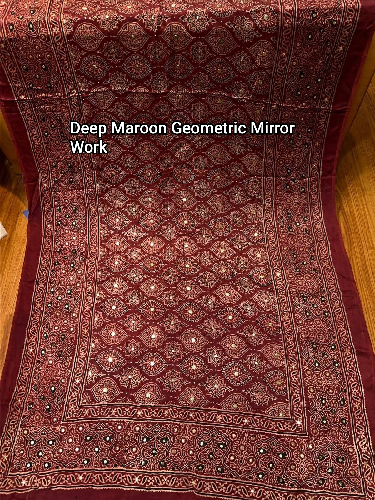 Hand Block Printed Ajrakh & Bandhani Dupattas with Mirror Work
