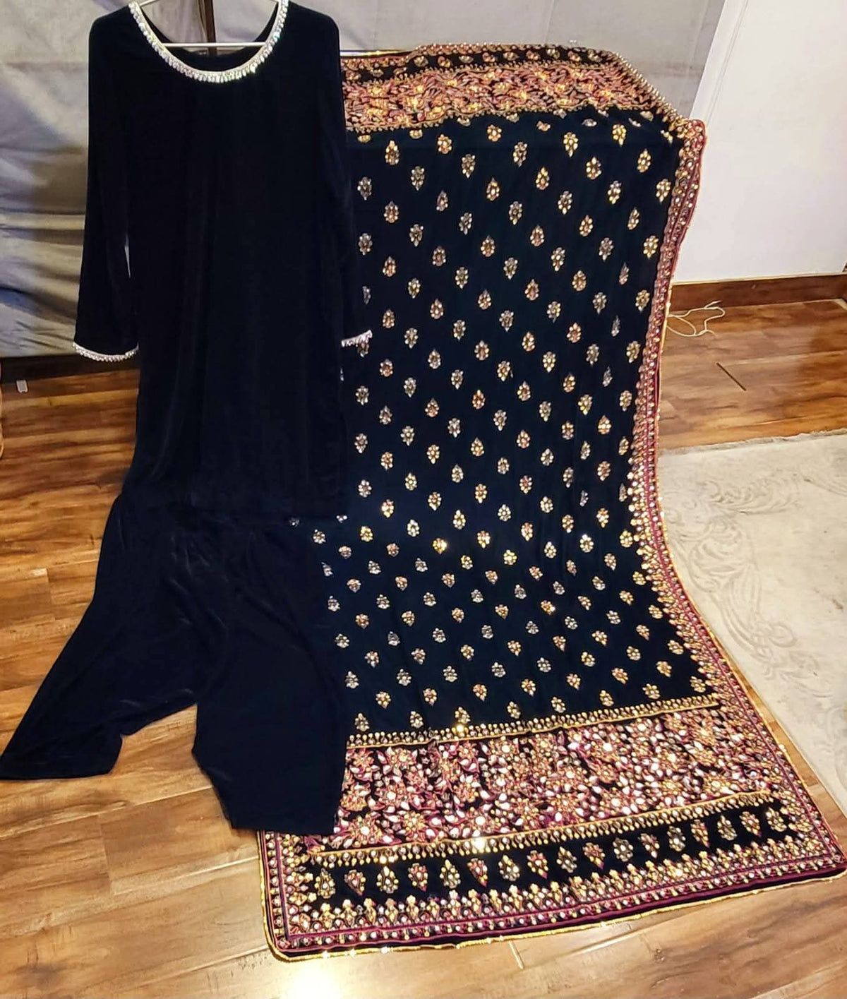 Premium Velvet 3-Piece Suit Collection with Embellished Shawls / Dupattas