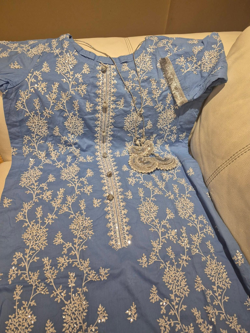 Blue Silver Embroidered 3-Piece Suit