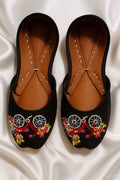 Black Bicycle Motif Embroidered Khussa