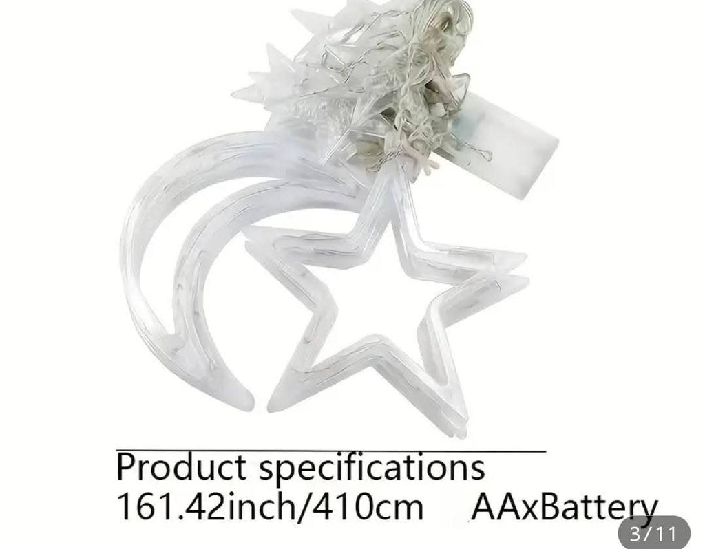 LED Star and Moon Curtain String Lights (Battery Operated)