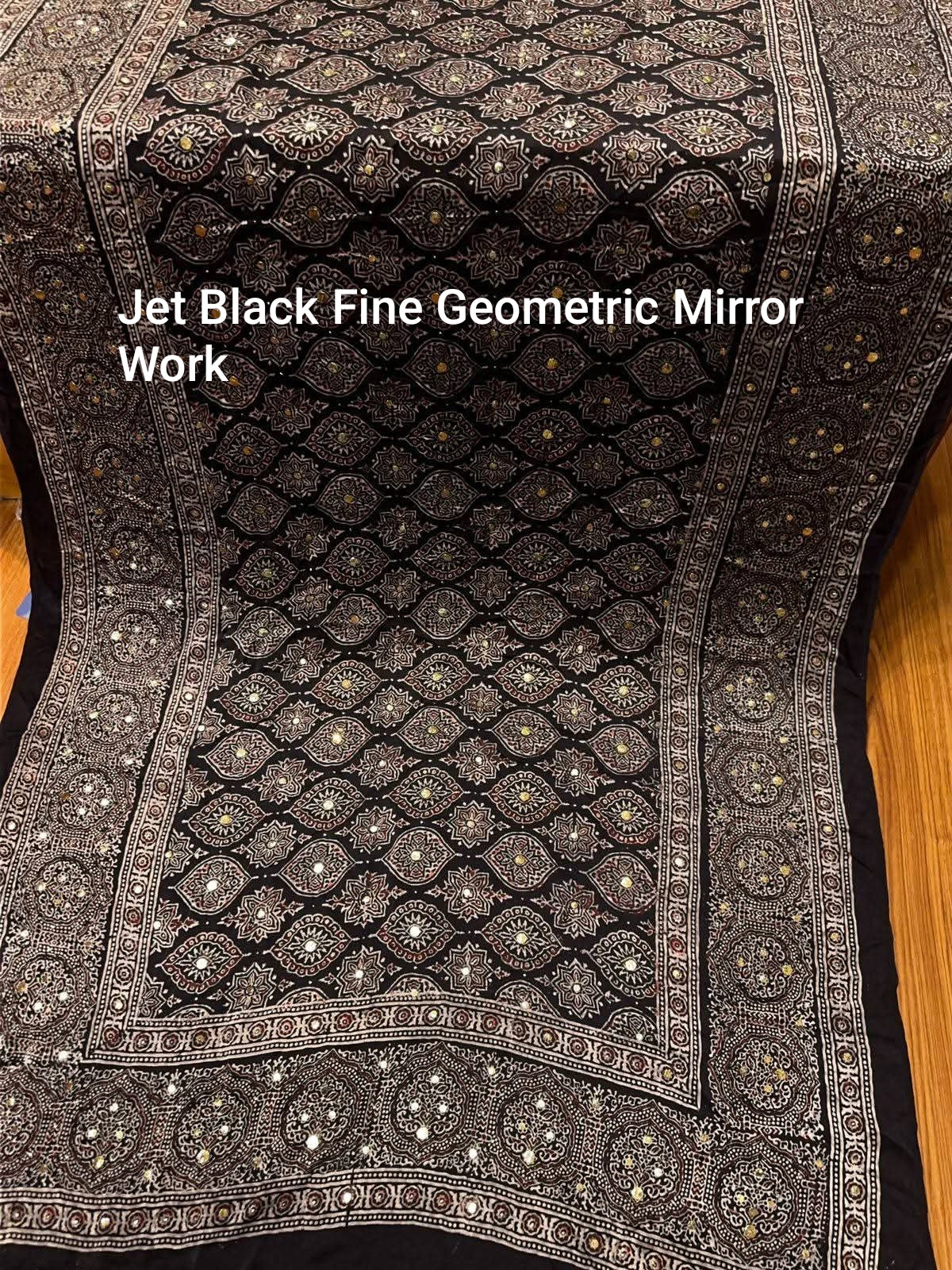 Hand Block Printed Ajrakh & Bandhani Dupattas with Mirror Work