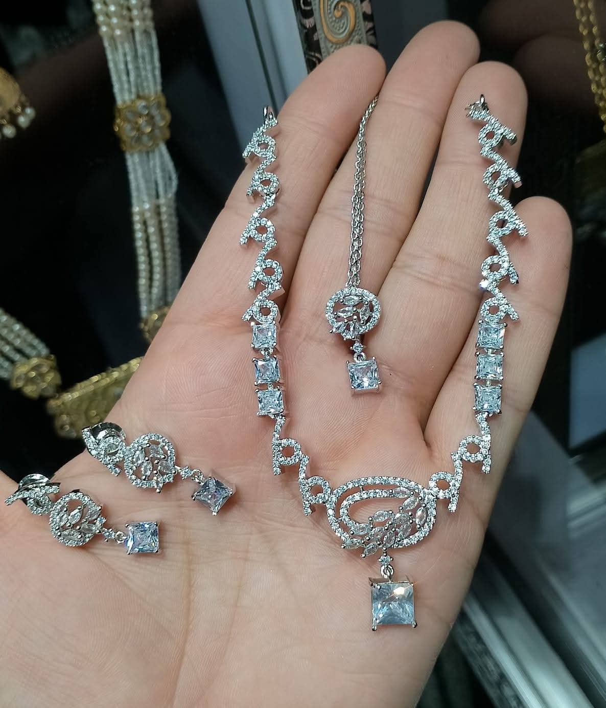 Elegance Zircon & Stone Necklace Set with Earrings & Maang Tikka
