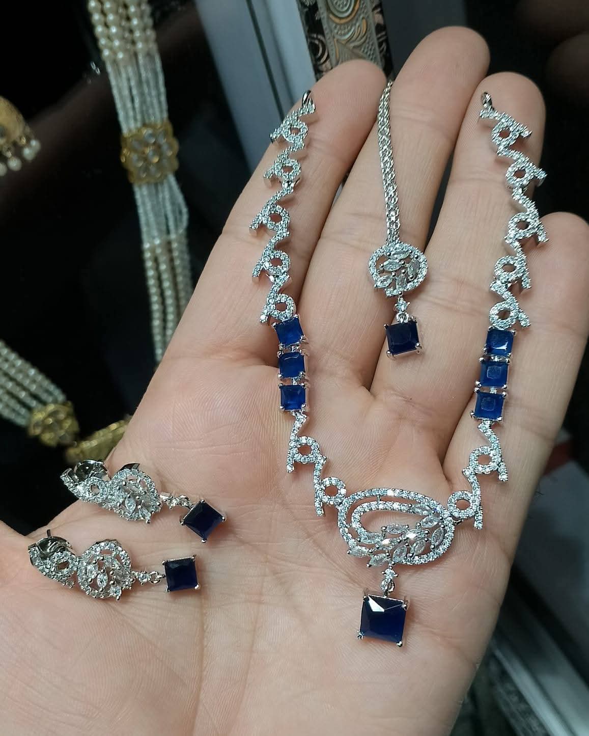 Elegance Zircon & Stone Necklace Set with Earrings & Maang Tikka