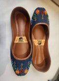 Denim Blue Embroidered & Beaded Khussa