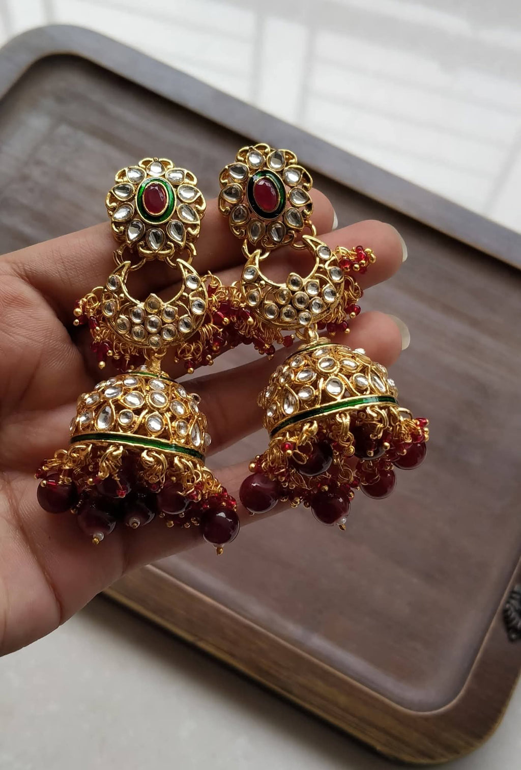 Designer weight less jhumkas