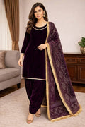 Premium Velvet 3-Piece Suit Collection with Embellished Shawls / Dupattas