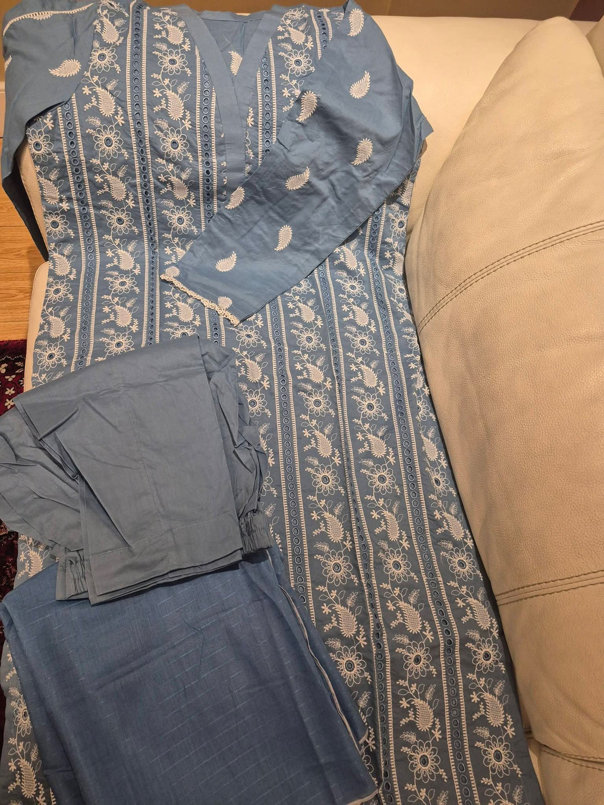 Powder Blue Embroidered Lawn 3-Piece Suit