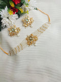 Elegant Kundan Pearl Choker Necklace Set with Matching Studs