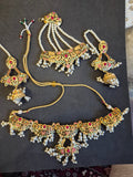 Traditional Meenakari Choker & Jhumka Set with Maangtikka