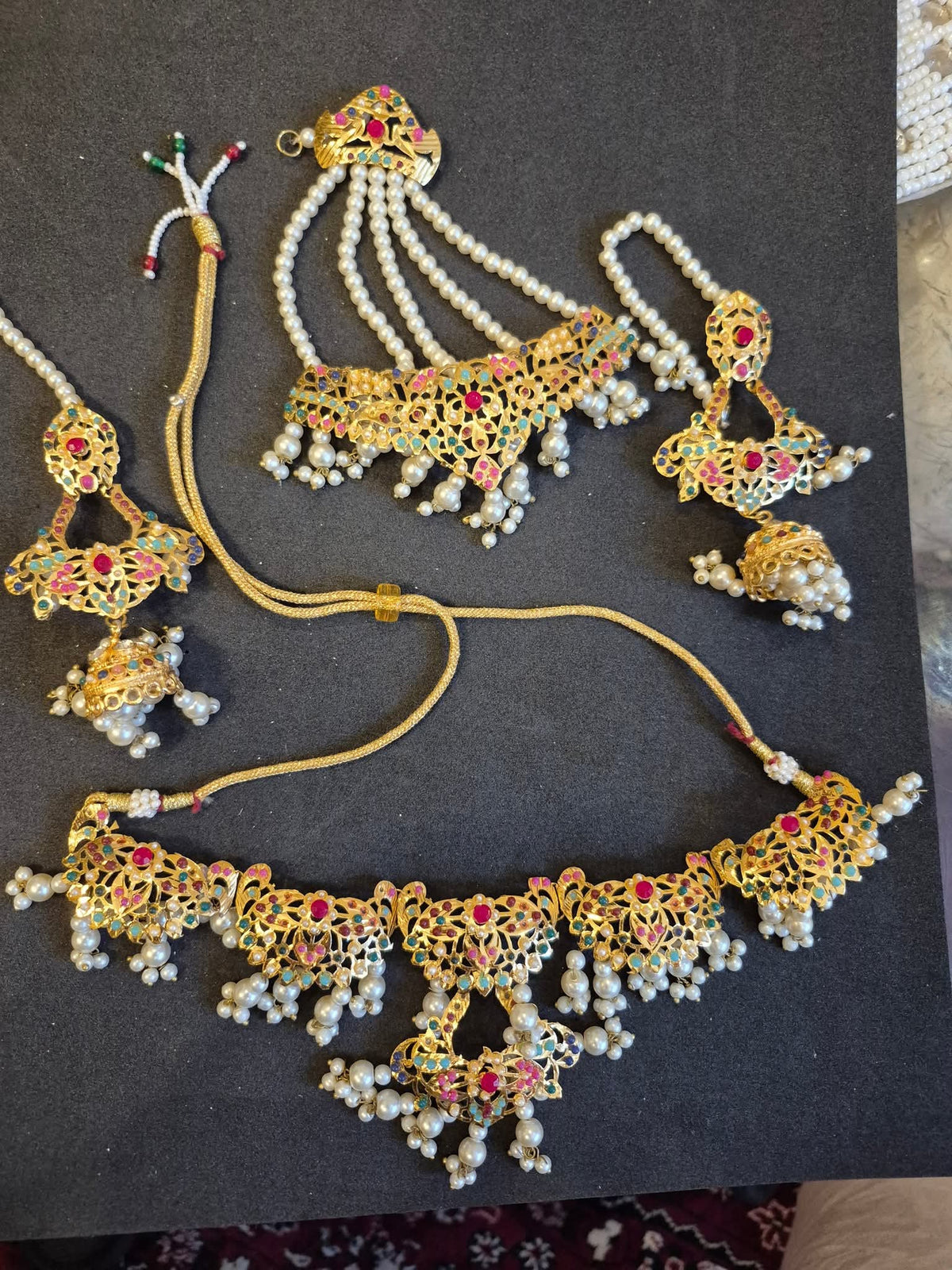 Traditional Meenakari Choker & Jhumka Set with Maangtikka