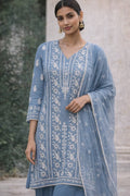 Powder Blue Embroidered Lawn 3-Piece Suit