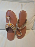 Pearl & Mirror Embellished Kolhapuri Sandal