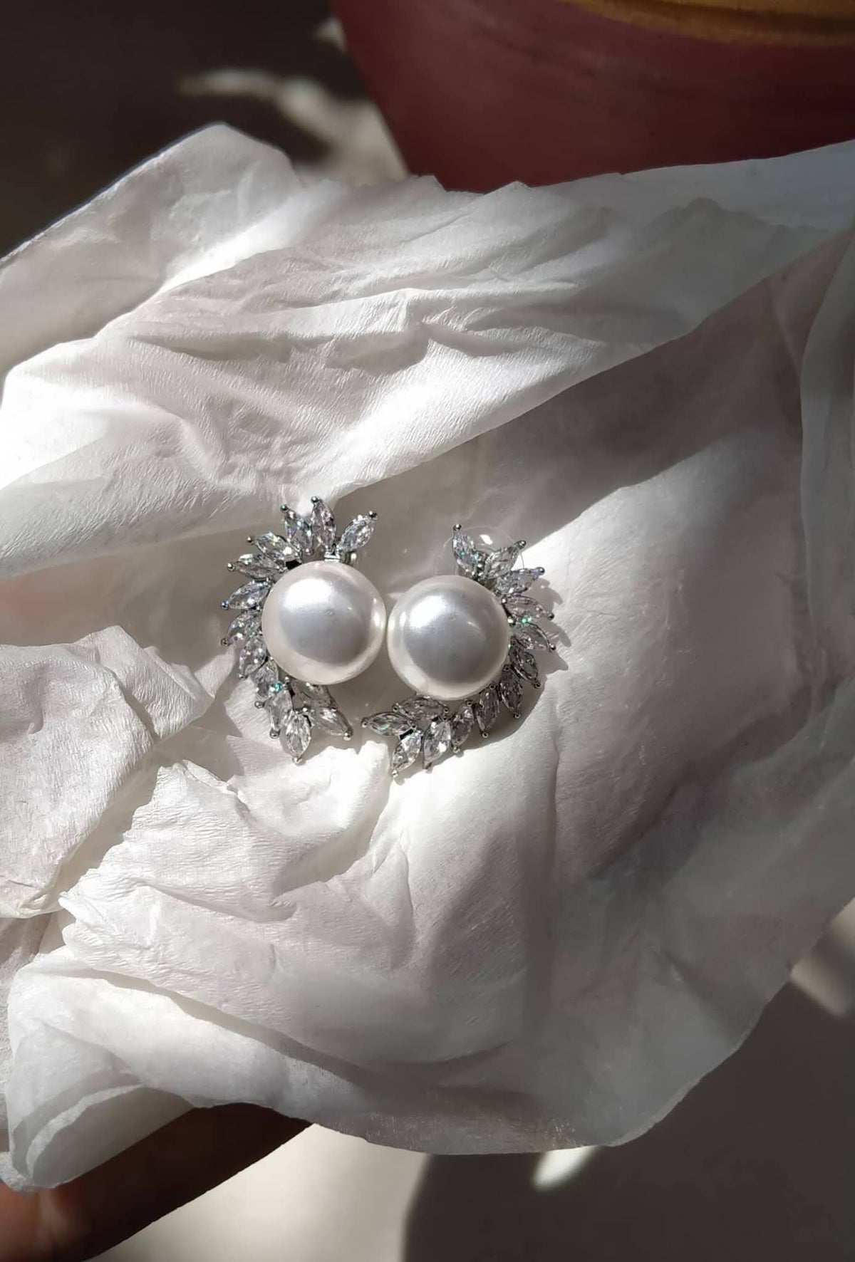 Silver Crystal & Solitaire Pearl Stud Earrings