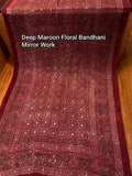 Hand Block Printed Ajrakh & Bandhani Dupattas with Mirror Work