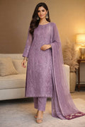 Dusty Lilac Embroidered Chiffon 3-Piece Suit