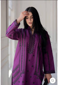 Deep Purple Panel-Embroidered Kurti