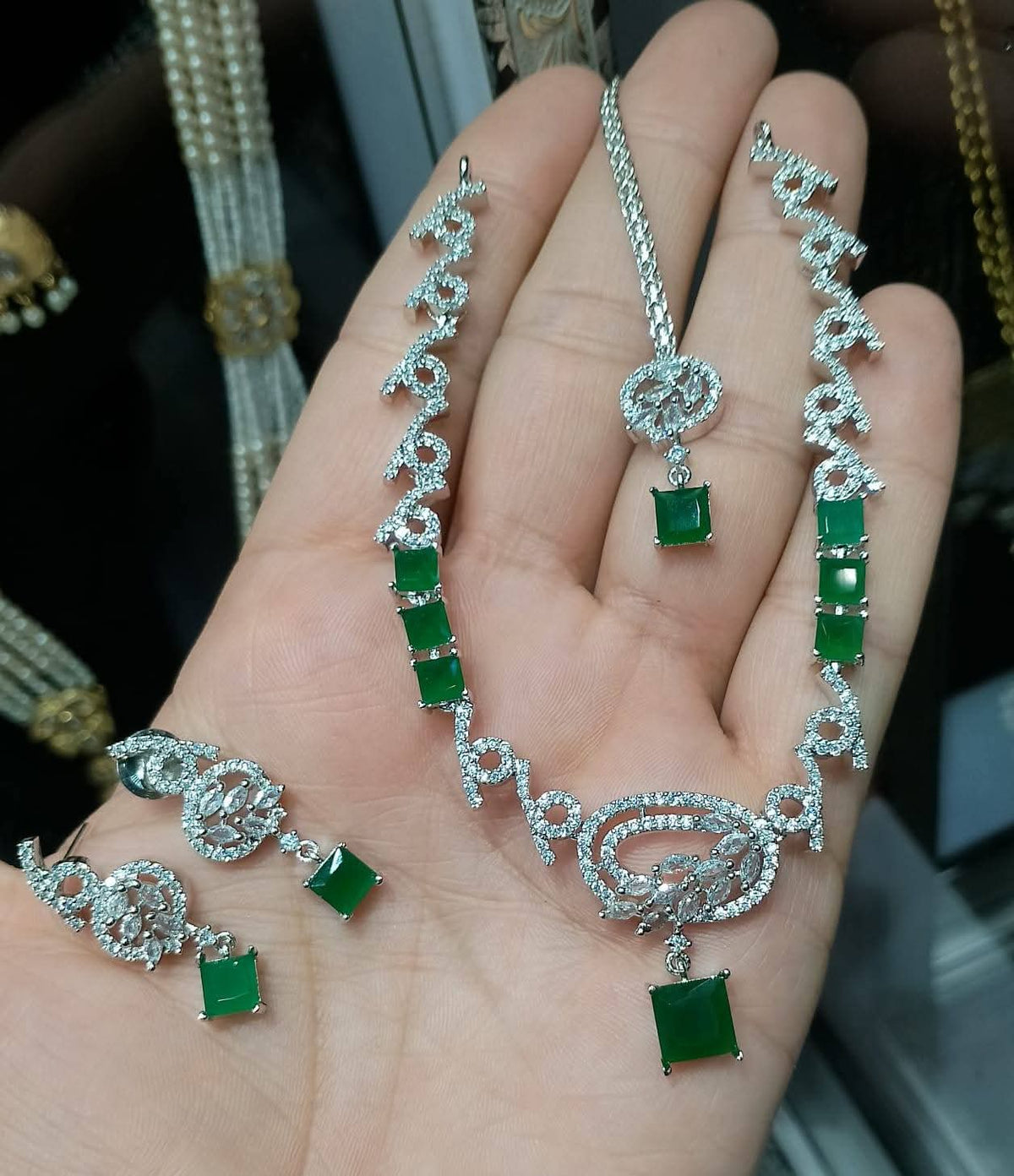 Elegance Zircon & Stone Necklace Set with Earrings & Maang Tikka