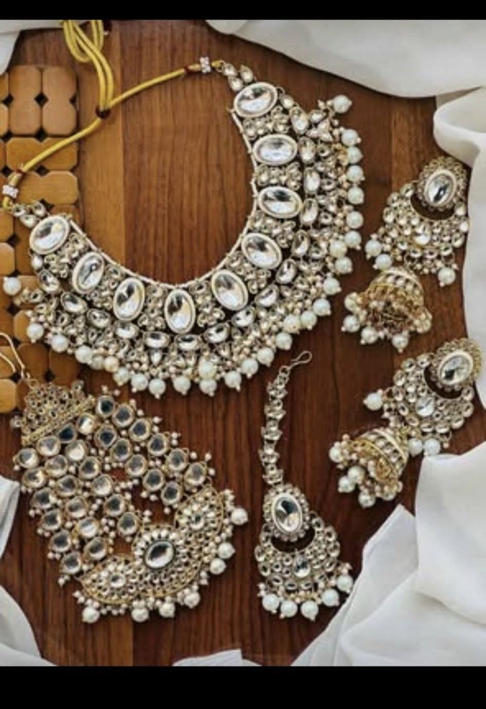 Royal Bridal Kundan & Pearl Jewelry Set with Matching Passa, Maangtikka, and Jhumka Earrings