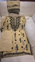 Lemon Yellow Embroidered Chiffon suit