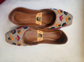 Beige threadwork embroidered khussa