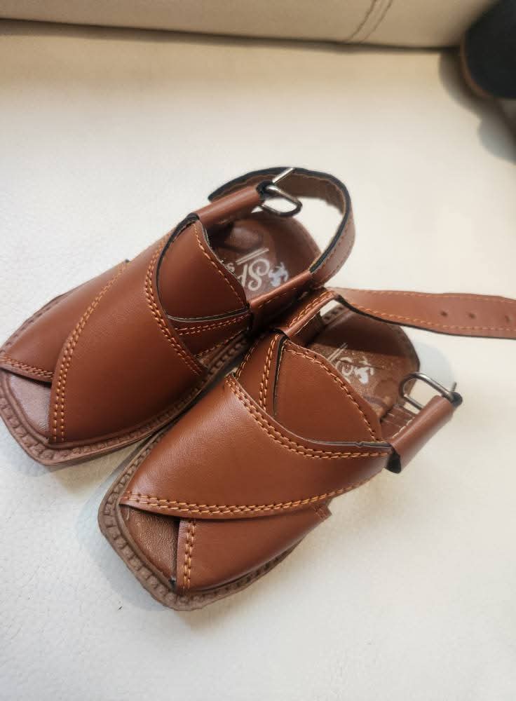 Traditional Brown Kids' Peshawari Chappal
