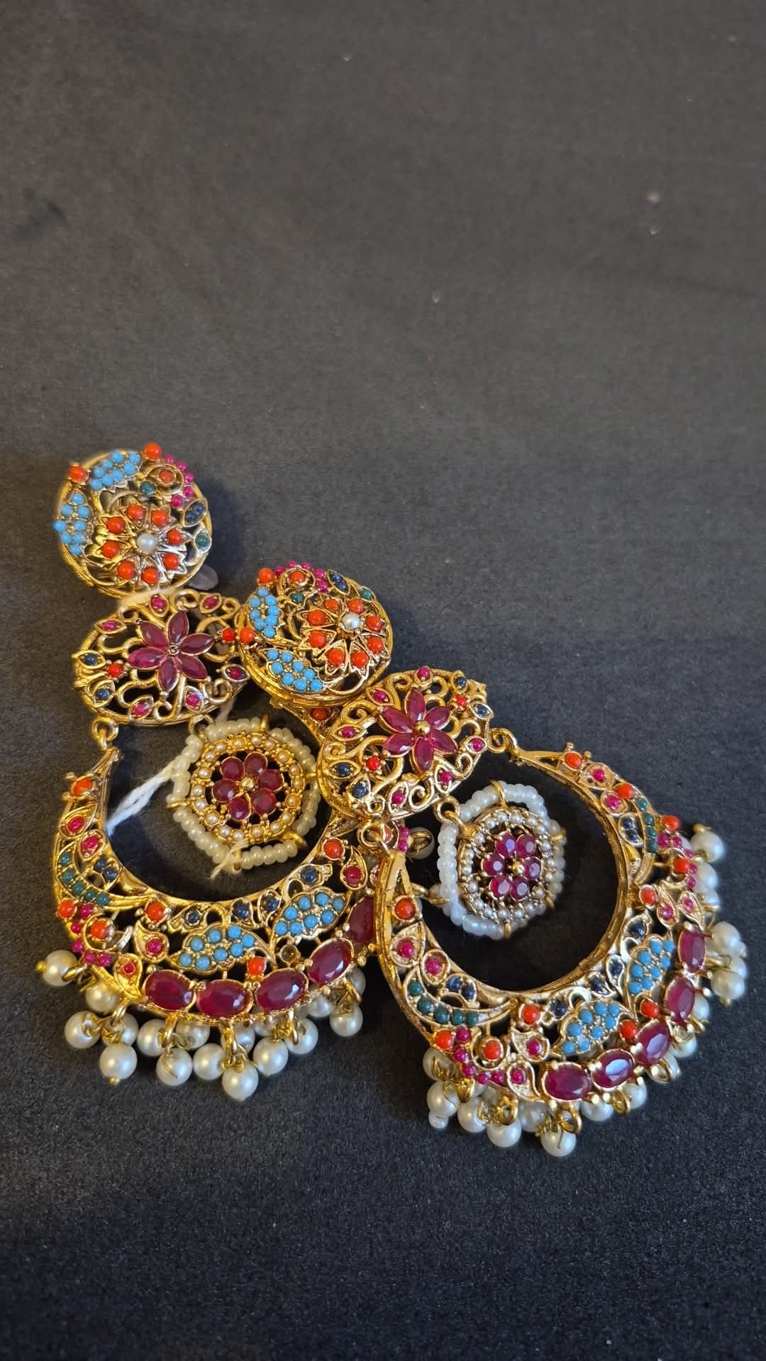 Grand Floral Chandbali Pearl Earrings