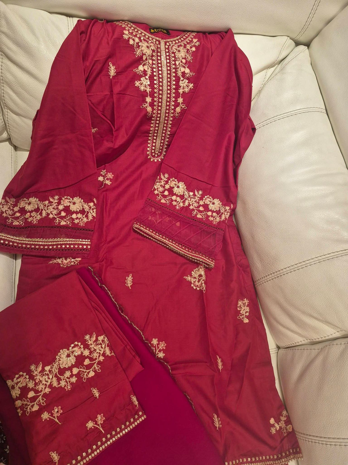 Deep Maroon Embroidered Straight Kurti Set