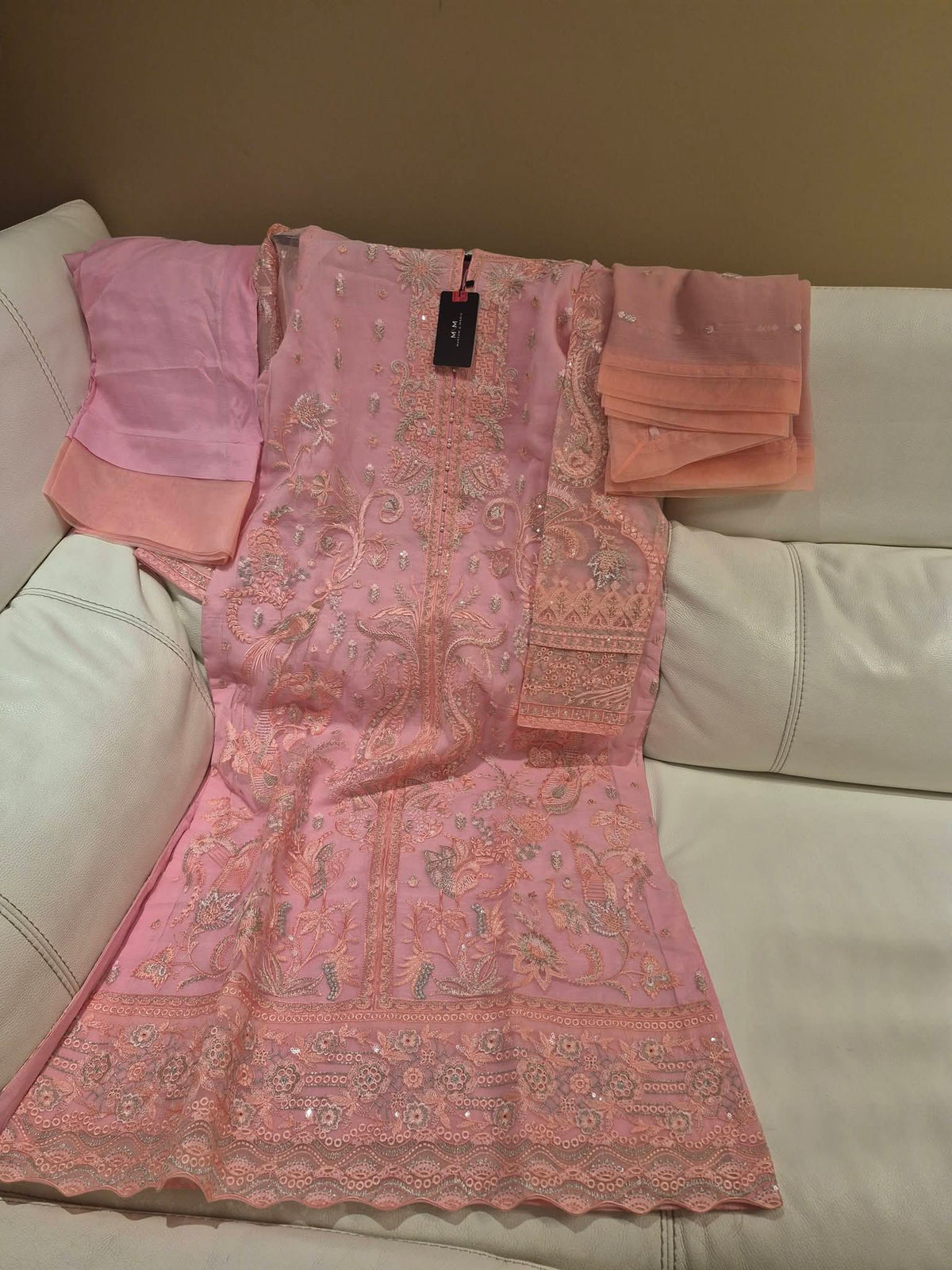 Soft Pink Threadwork Chikankari 3-Piece Suit