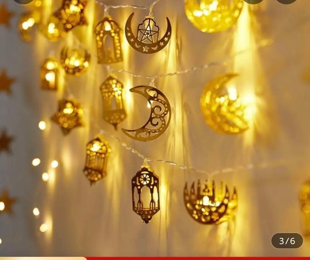 Ramadan & Eid Decorative Lighting Set (LED Lights, Acrylic Signs & Hanging Banners)